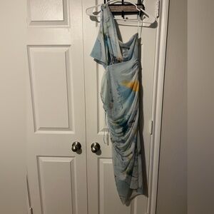 Zara cut out printed tulle dress